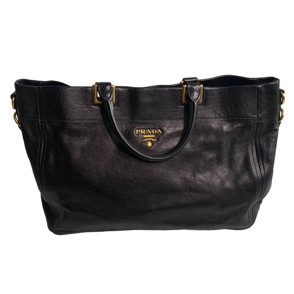 0199 Prada Vitello Daino Satchel / Shoulder Bag with crossbody strap